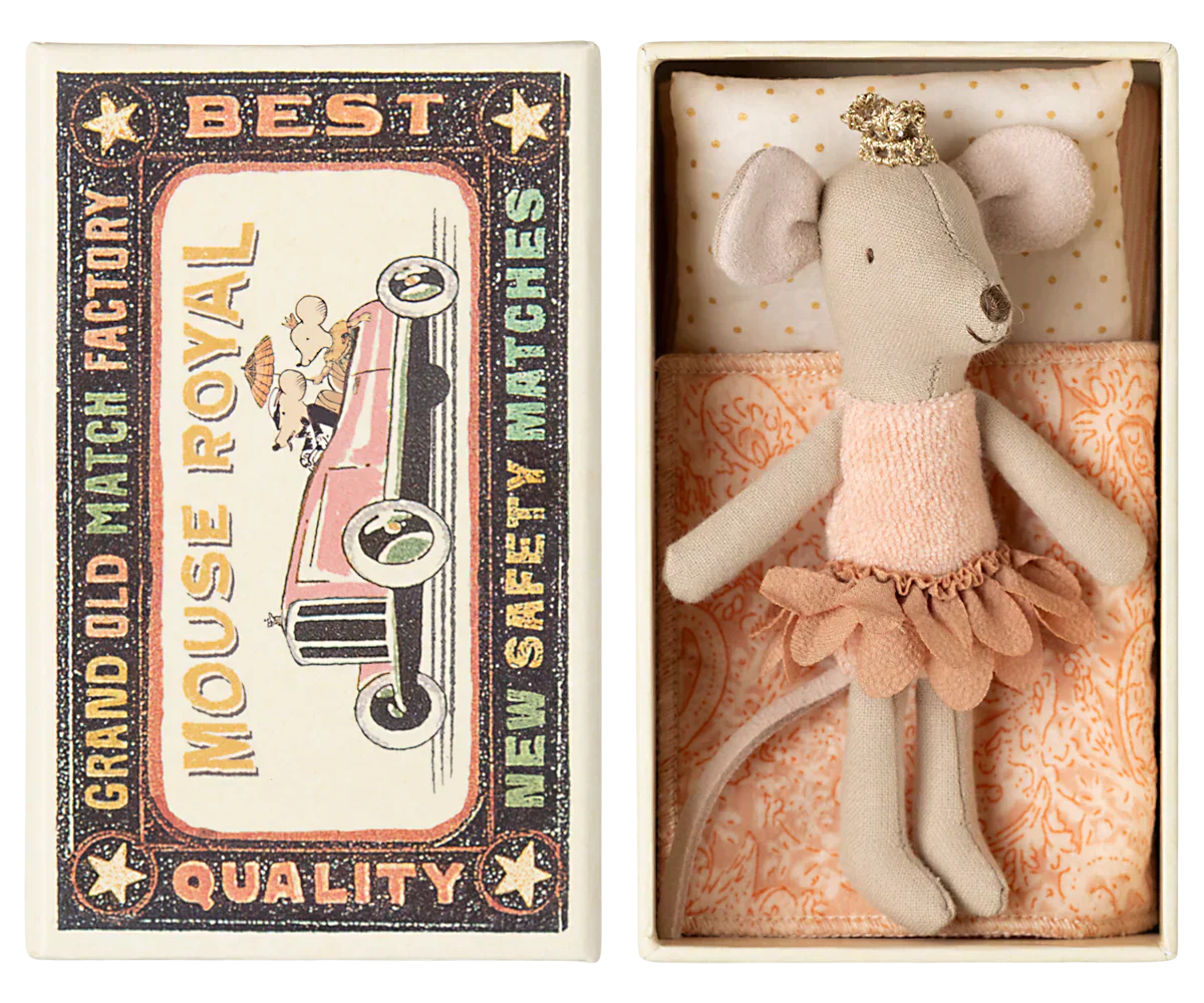 Maileg Princess Mouse, Little sister in Matchbox - Petal Skirt